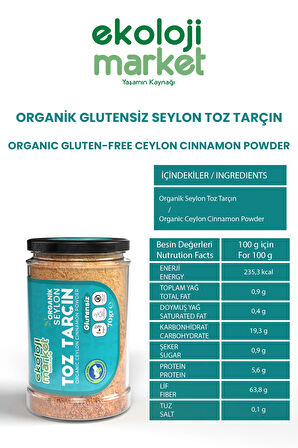 Organik Glutensiz Seylon Toz Tarçın 70 Gr x2 / Organic Gluten-Free Ceylon Cinnamon Powder 70 Gr x2