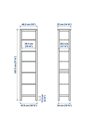 Hemnes Açık Kitaplık Beyaz Vernik 49x197 cm