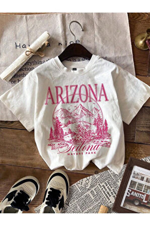 Unisex Arizona Baskılı Oversize T-Shirt