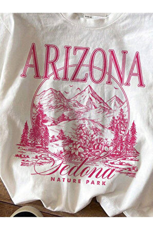 Unisex Arizona Baskılı Oversize T-Shirt