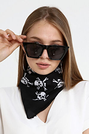 Bandana Kurukafa %100 Pamuklu Unisex Siyah