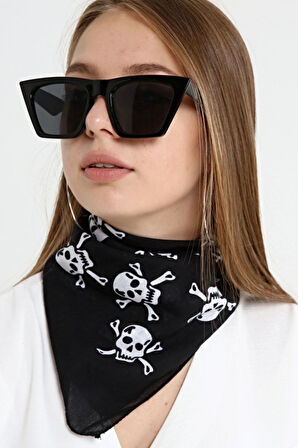 Bandana Kurukafa %100 Pamuklu Unisex Siyah