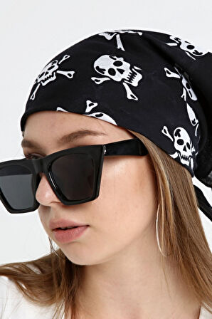 Bandana Kurukafa %100 Pamuklu Unisex Siyah
