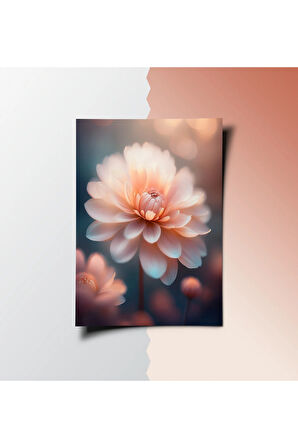 Çerçevesiz Poster, Dijital Baskı, Pembe Yıldız Çiçeği, Çiçekli, Modern , Soyut , Minimalist Poster