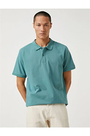 3sam10001mk Yeşil 824 Erkek Pamuk Jersey Polo Yaka T-shirt