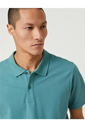 3sam10001mk Yeşil 824 Erkek Pamuk Jersey Polo Yaka T-shirt