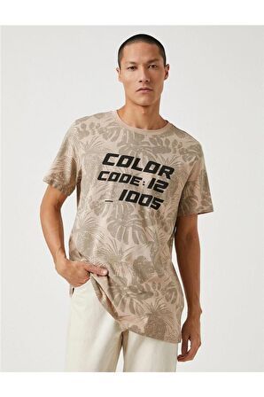 3sam10061hk Kahverengi Desenli 02h Erkek Pamuk Jersey T-shirt