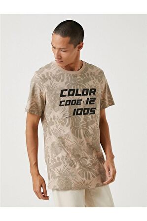 3sam10061hk Kahverengi Desenli 02h Erkek Pamuk Jersey T-shirt