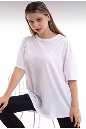 Unisex Siyah Bisiklet Yaka Pamuk Oversize Boyfriend T-shirt
