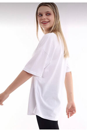 Unisex Siyah Bisiklet Yaka Pamuk Oversize Boyfriend T-shirt