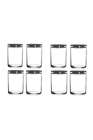 43736 Vakumlu Cam Kavanoz - Cam Erzak Saklama Kabı 8 Li Gri