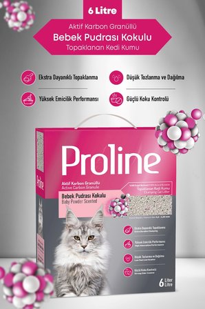 Proline Bebek Pudrası Kokulu Kedi Kumu 2X6Lt.
