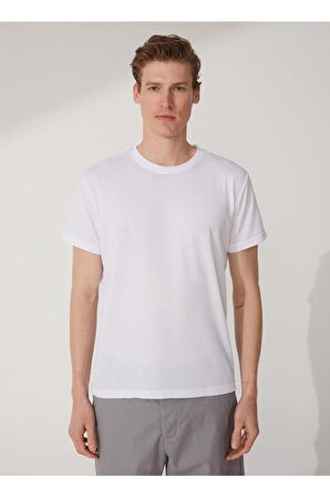 Süvari O Yaka Armürlü Beyaz Erkek T-Shirt Ts1014000278