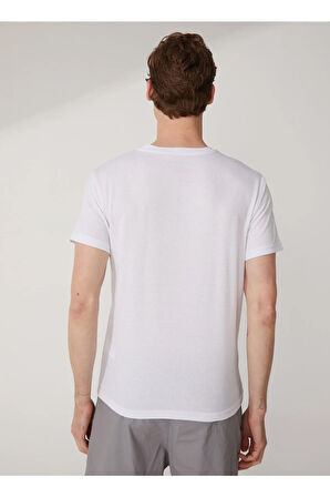 O Yaka Armürlü Beyaz Erkek T-shirt Ts1014000278