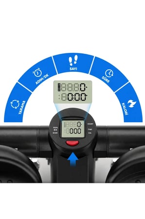 Direnç Lastikli Mini Stepper Egzersiz Aleti – Kaymaz Pedallı, Çift Amortisörlü, LCD Dijital Göstergeli