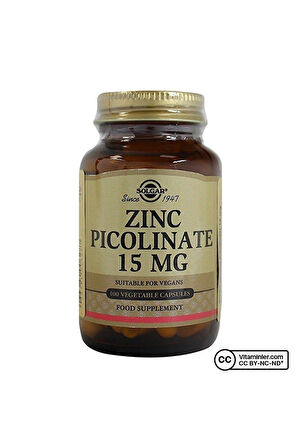 Solgar Zinc Picolinate 15 Mg 100 Kapsül