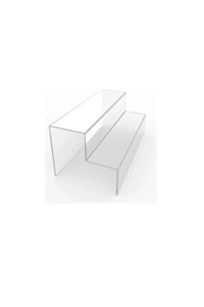 Seha Pleksi Merdiven Raf 3 Mm Şeffaf ( 30 Cm Genişlik ) 2 Katlı Stand Baharatlık