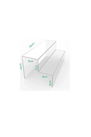 Seha Pleksi Merdiven Raf 3 Mm Şeffaf ( 30 Cm Genişlik ) 2 Katlı Stand Baharatlık