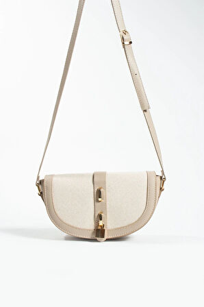 Kilit Aksesuarlı Keten Çanta