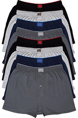 8'li Fırsat Ürünü! Erkek Penye Havlu Bel Boxer Siyah, Lacivert Ve Füme Abani Classic