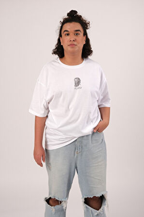 Azurco Oversize Plato Baskılı Siyah Tshirt