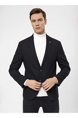 Süvari Slim Fit Siyah Erkek Armürlü Ceket Ct2021600310