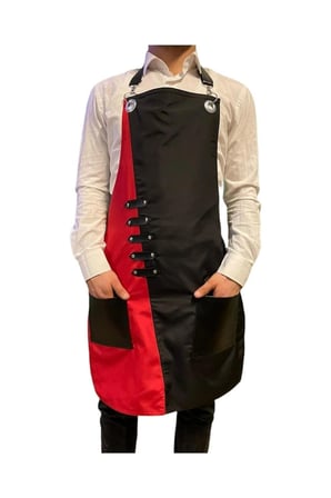 Çift Renkli Askılı Micropolyester Deri Cepli Önlük Cafe Chef Restoran Kuaför Önlük Modeli