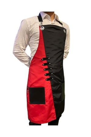 Çift Renkli Askılı Micropolyester Deri Cepli Önlük Cafe Chef Restoran Kuaför Önlük Modeli