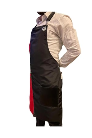 Çift Renkli Askılı Micropolyester Deri Cepli Önlük Cafe Chef Restoran Kuaför Önlük Modeli