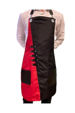 Çift Renkli Askılı Micropolyester Deri Cepli Önlük Cafe Chef Restoran Kuaför Önlük Modeli