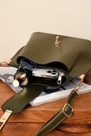 Kadın 3 Bölmeli Elden Tutmalı Omuzdan Asmalı Kaliteli Çanta