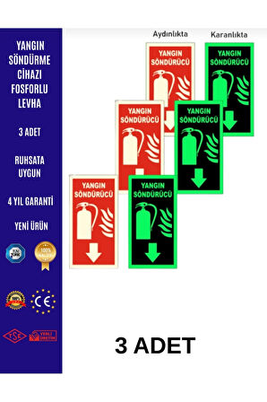 Yangın söndürme cihazı Fosforlu Levha 3 Adet