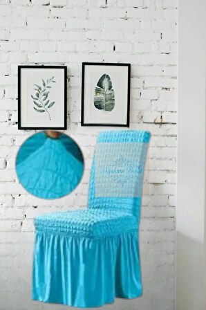 1 Adet Bürümcük Etekli Likralı Esnek Yıkanabilir Sandalye Kılıfı,45x45x60 Ölçüde Sandalye Örtüsü