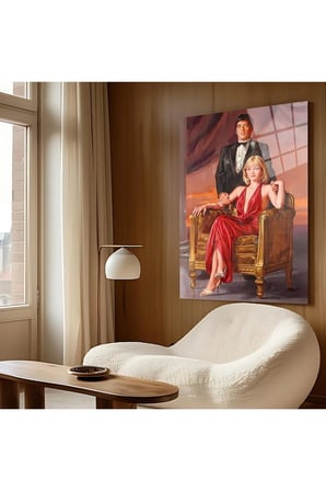 Tony Montana & Elvira Çift Tasarım Cam Tablo – Film Karakteri Dekoratif Poster