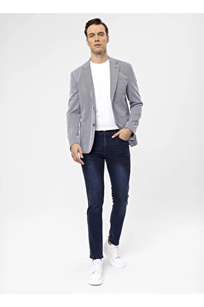 Süvari Slim Fit Mavi Erkek Armürlü Ceket CT2021600290