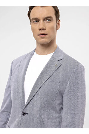 Süvari Slim Fit Mavi Erkek Armürlü Ceket CT2021600290