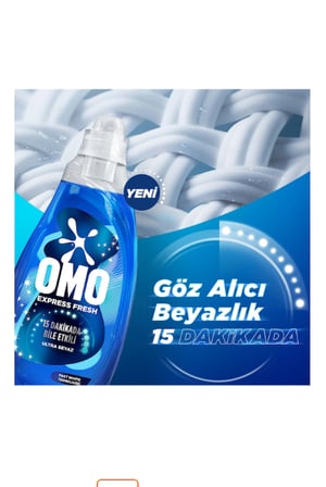 Omo Express Fresh Ultra Beyaz Sıvı Deterjan 1480ml x1 Kötü Koku Karşıtı Beyaz ve Renkliler x1