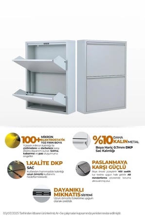 2'li Metal Ayakkabılık - Gri