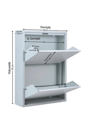 2'li Metal Ayakkabılık - Gri