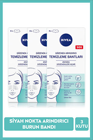 Siyah Nokta Temizleyici Burun T-Bant, Gözenek Arındırıcı, Gözenek Açıcı, Limon Özü, X3 Paket 4 Adet