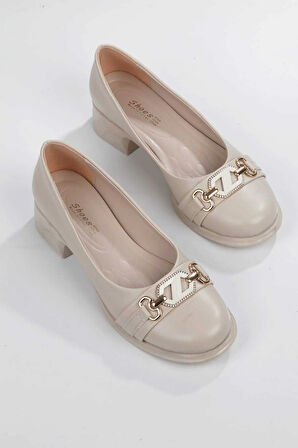 Taş Detaylı Toka Kadın Topuklu Babet