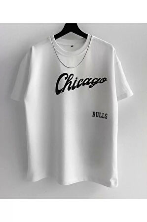 Erkek Oversize Desenli %100 Pamuk Bisiklet Yaka Kısa Kollu T-shirt Bulss