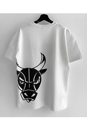 Erkek Oversize Desenli %100 Pamuk Bisiklet Yaka Kısa Kollu T-shirt Bulss
