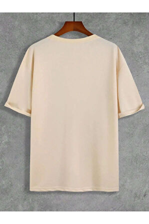 UNİSEX KADIN/ERKEK SUMMER BEACH GÖĞÜS BASKILI OVERSİZE T-SHİRT