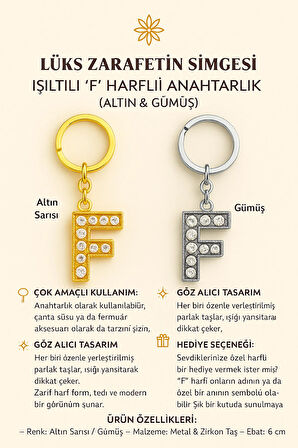 Işıltılı ‘F’ Harfli Anahtarlık – Lüks ve Anlamlı Bir Dokunuş