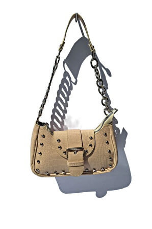 Bony Zımbalı Timsah Desenli Latte Kol Çantası