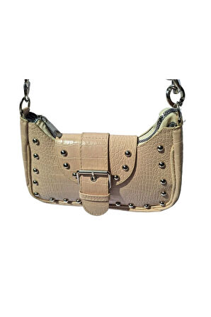 Bony Zımbalı Timsah Desenli Latte Kol Çantası