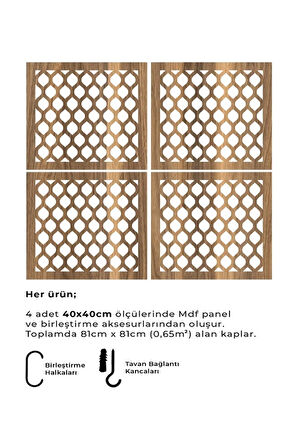 Lazer Kesim Sarkıt Paravan, Ahşap Seperatör, Panel Levha Seti Dekorasyon Ahşap Oda Bölücü elisp