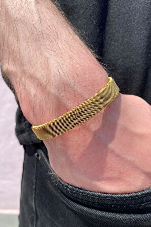 Örgü Hasır Model Kelepçe Unisex Çelik Bileklik Bilezik scb20