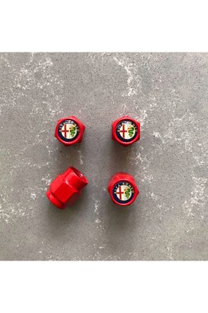 Metal Logolu Alfa Romeo Kırmızı Sibop Kapağı - Alfa Lüks Sibop Kapağı -alfa Romeo Sibop